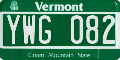 VT license plate YWG082