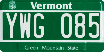 VT license plate YWG085