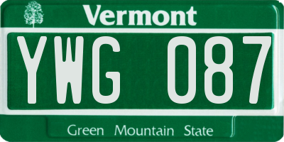VT license plate YWG087