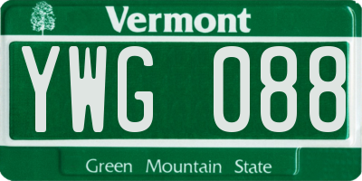 VT license plate YWG088