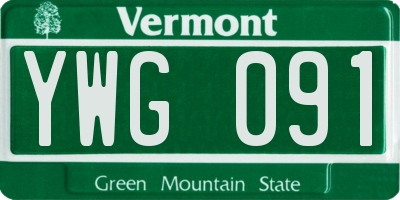VT license plate YWG091