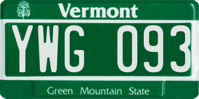 VT license plate YWG093