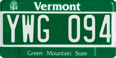 VT license plate YWG094