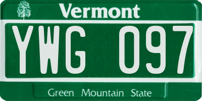 VT license plate YWG097