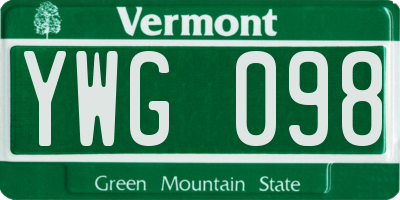 VT license plate YWG098