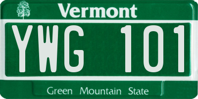 VT license plate YWG101
