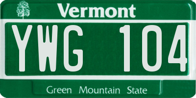 VT license plate YWG104