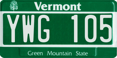 VT license plate YWG105