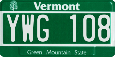 VT license plate YWG108