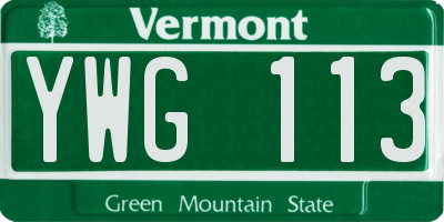 VT license plate YWG113