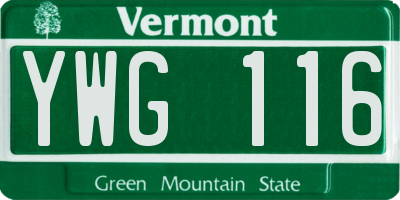 VT license plate YWG116