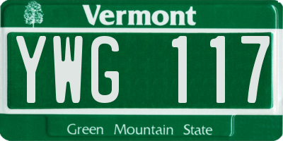 VT license plate YWG117