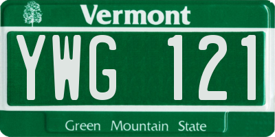 VT license plate YWG121