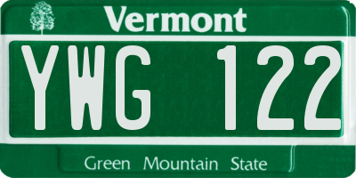 VT license plate YWG122