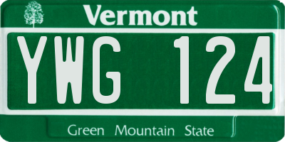 VT license plate YWG124