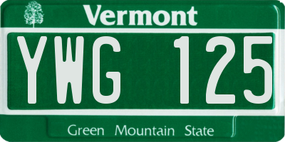 VT license plate YWG125