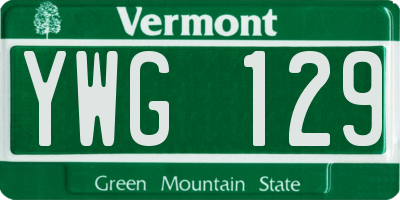 VT license plate YWG129
