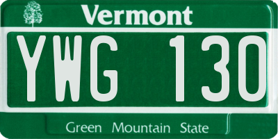 VT license plate YWG130