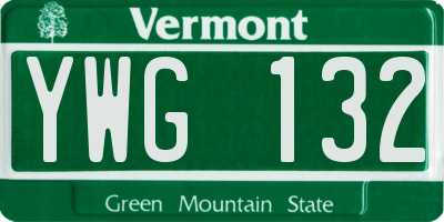 VT license plate YWG132