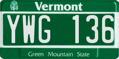 VT license plate YWG136