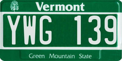 VT license plate YWG139