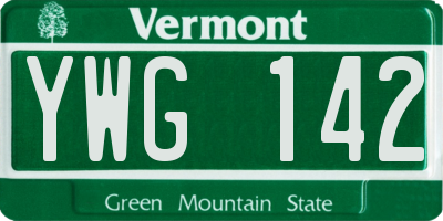 VT license plate YWG142