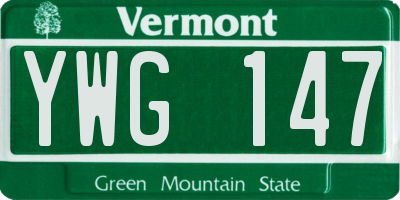VT license plate YWG147