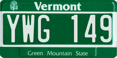 VT license plate YWG149