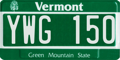 VT license plate YWG150