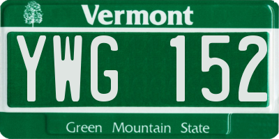 VT license plate YWG152