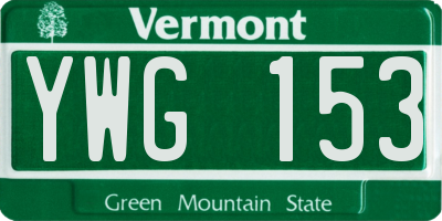 VT license plate YWG153