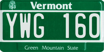 VT license plate YWG160
