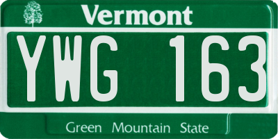VT license plate YWG163