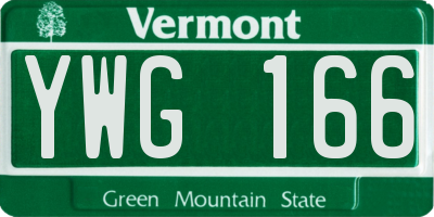 VT license plate YWG166