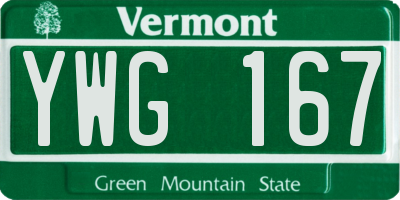 VT license plate YWG167