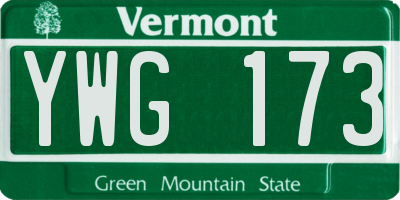 VT license plate YWG173