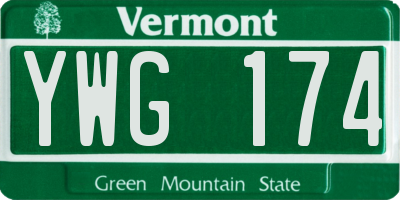 VT license plate YWG174