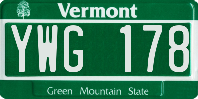 VT license plate YWG178
