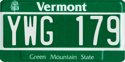 VT license plate YWG179