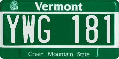 VT license plate YWG181
