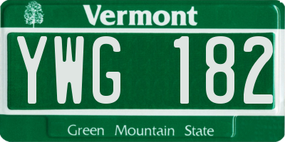 VT license plate YWG182