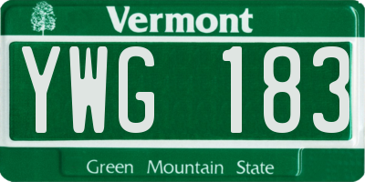 VT license plate YWG183