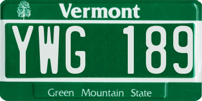 VT license plate YWG189