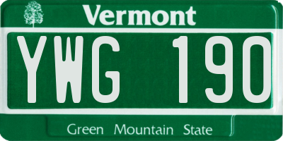 VT license plate YWG190