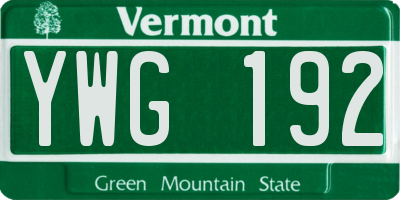 VT license plate YWG192
