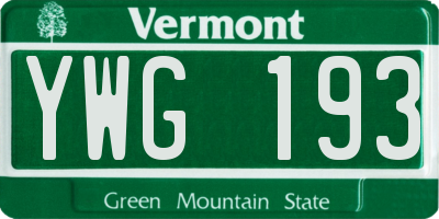 VT license plate YWG193