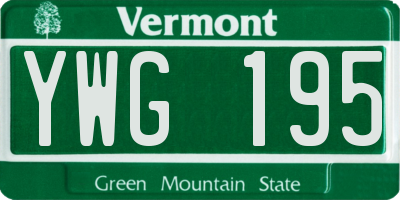 VT license plate YWG195