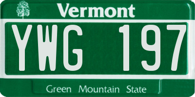 VT license plate YWG197