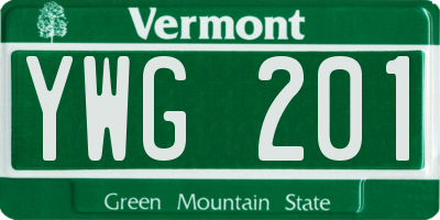 VT license plate YWG201