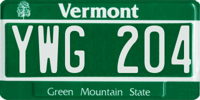 VT license plate YWG204